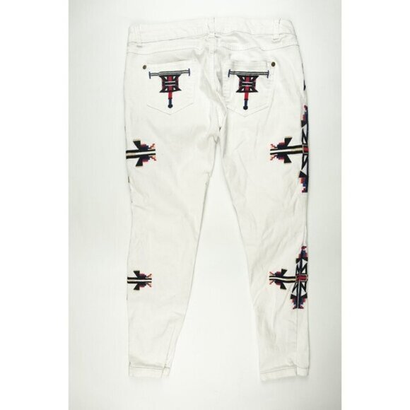 Forever 21  Women's White Tribal Design‎ SKinny Jeans Pants Size 3 - Picture 2 of 6